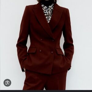 ZARA double breasted Burgundy Blazer